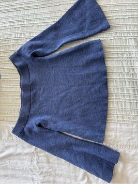 Wilfred Slate Blue Off-the-Shoulder Ribbed Knit Sweater